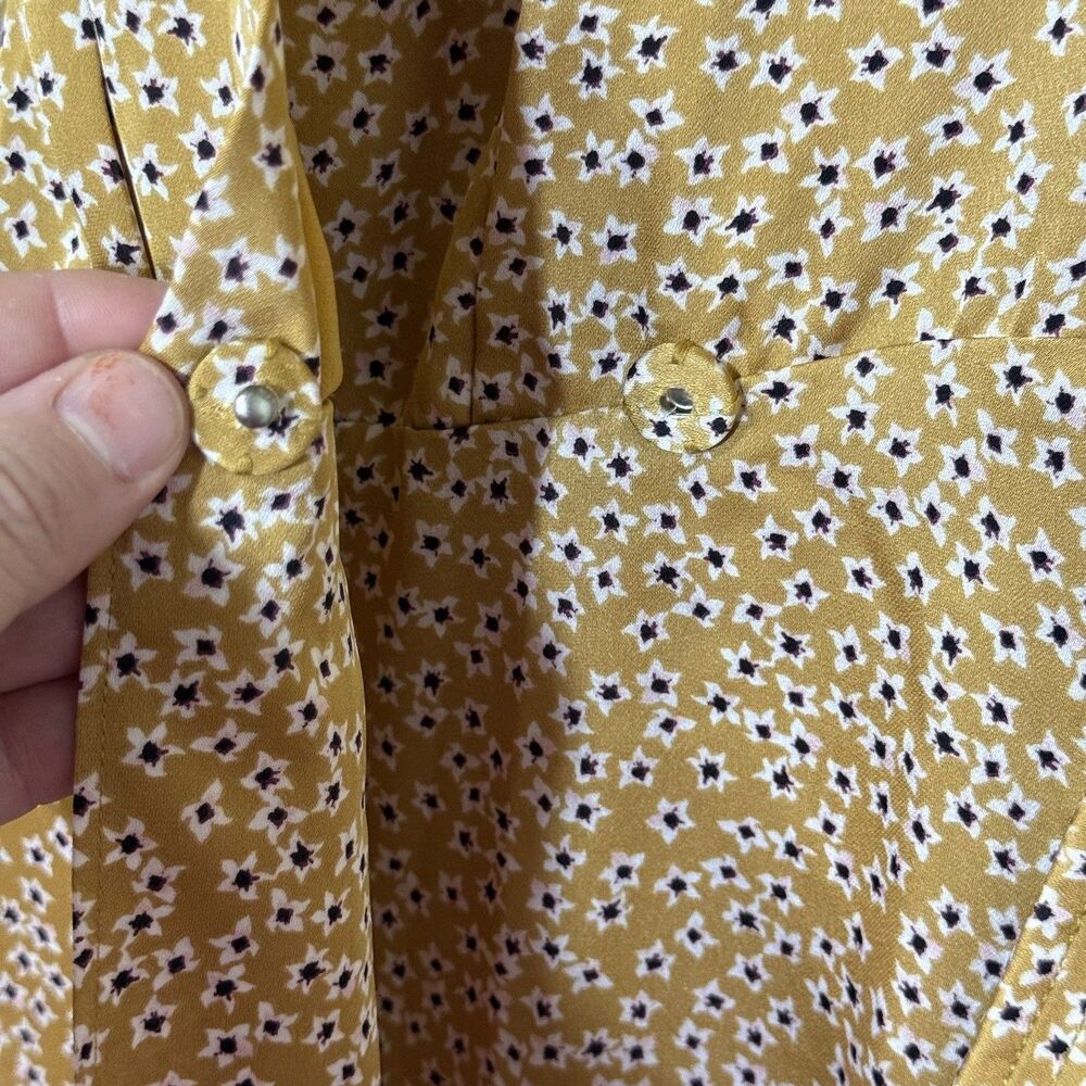 Equipment Femme Long Sleeve Yellow Floral Belted Fanetta Chic Wrap Dress Size 2 - Picture 9 of 14